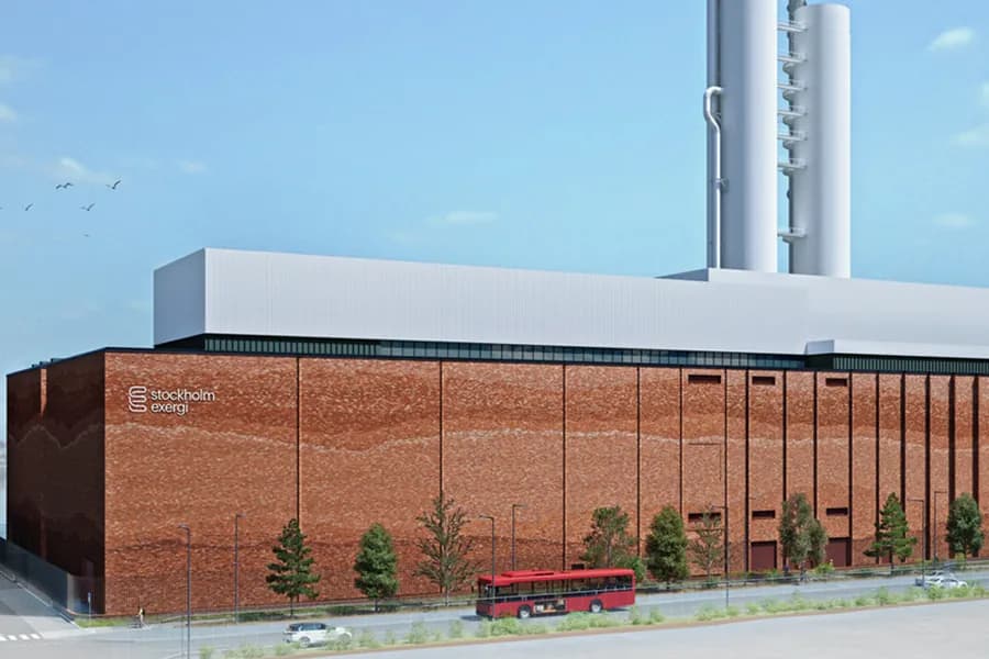 Rendering der Beccs-Stockholm-Abscheidungsanlage am Värtaverket