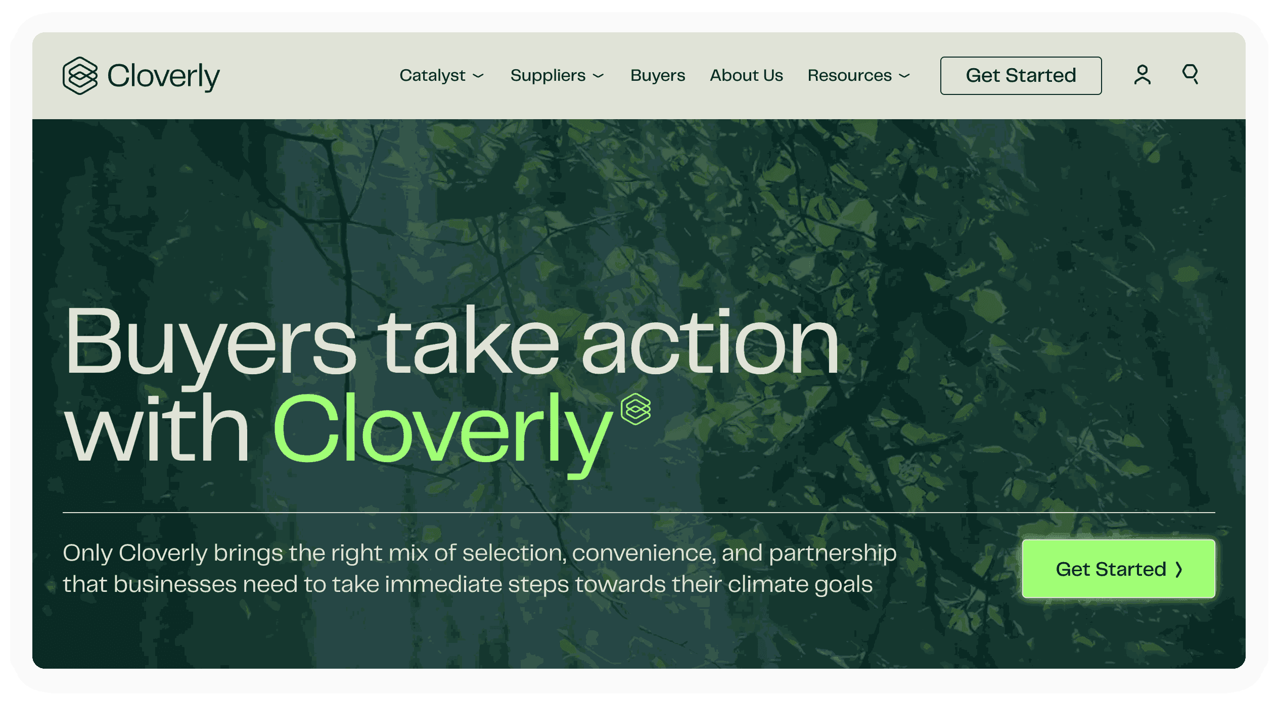 Cloverly buyers page: curated carbon credit projects for businesses