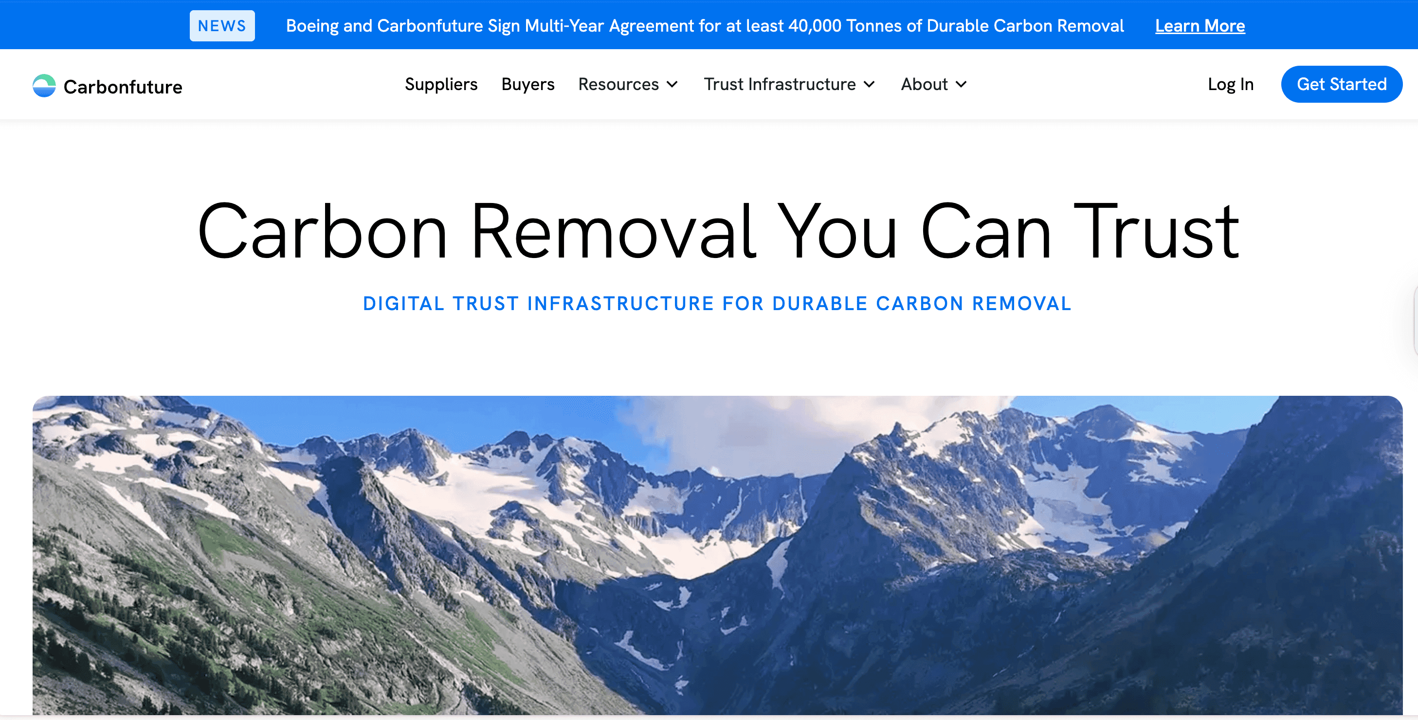 Carbonfuture digital trust infrastructure for durable carbon removal, marketplace homepage
