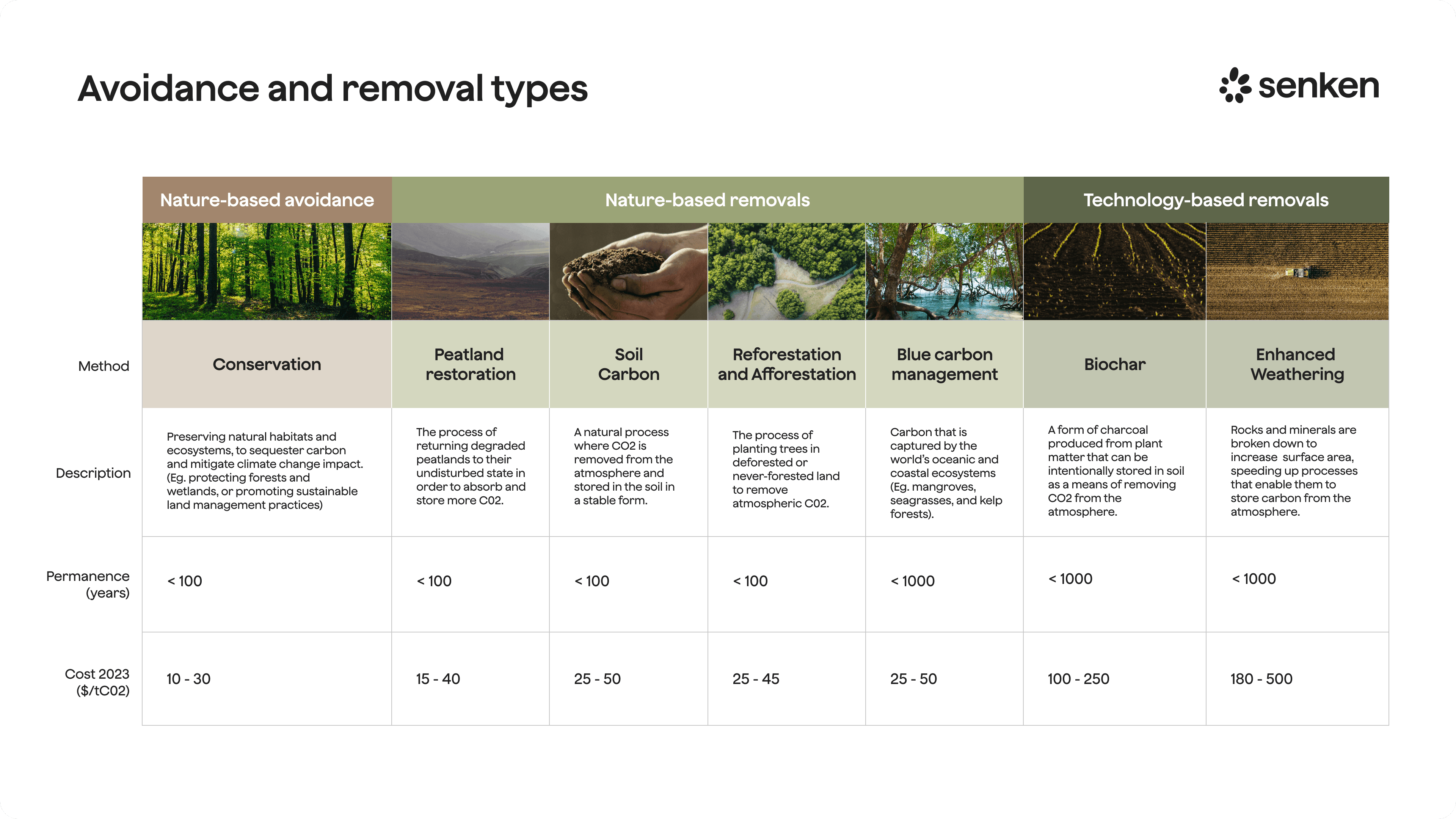 Permanence in different types of carbon removal and carbon avoidance projects
